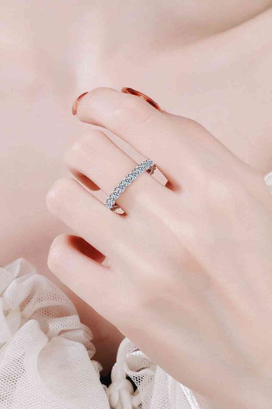 Moissanite Rhodium-Plated Ring