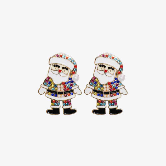 Rhinestone Santa / Mrs Claus Earrings